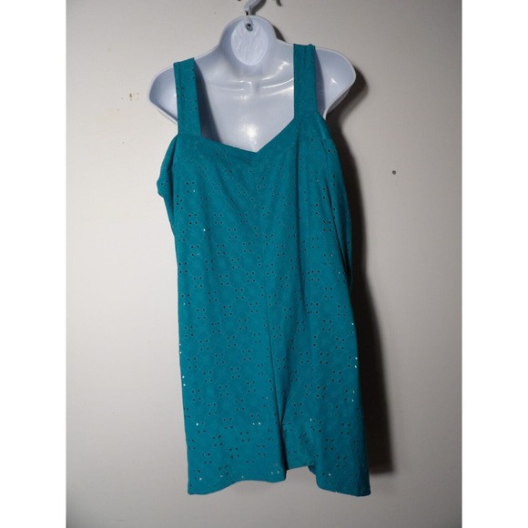 NY Collection Woman 2X Blouse Cold Shoulder Lace Cut Out Teal New Plus Vacay - Picture 6 of 12